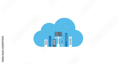 cloud computing icon with server racks high quality