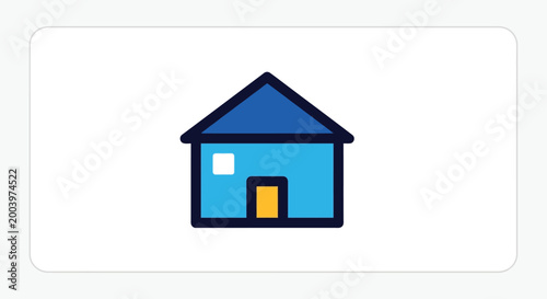 house icon with blue walls and yellow door
