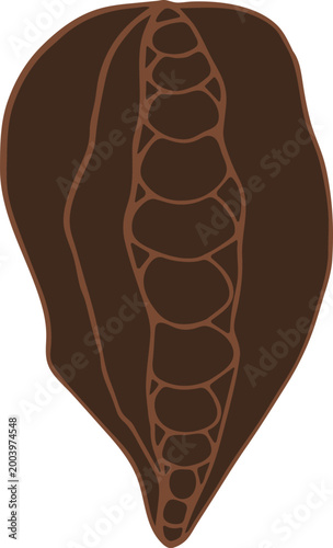 Cacao Pod Flat Minimal Vector Clipart, Isolated Hand Drawn Scandinavian Style Illustration