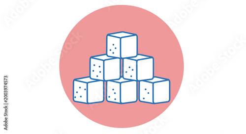 stacked cubes with blue outlines on pink circle