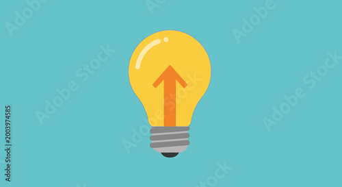 light bulb with upward arrow on blue background
