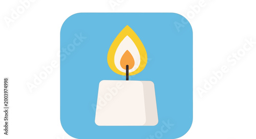 lit candle icon with blue background high quality