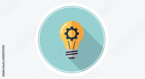 light bulb with gear icon in flat design
