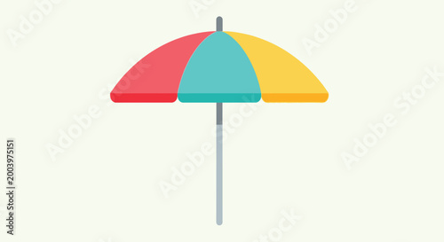 beach umbrella with colorful panels on light background
