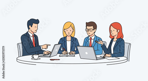 illustration of business people at meeting table