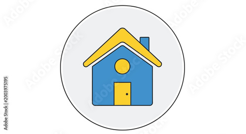 house icon in blue and yellow colors