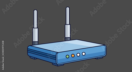 wireless router with antennas and indicator lights