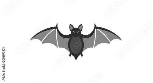 bat with spread wings in flat design style