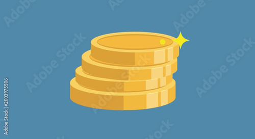 stacked gold coins with blue background high quality