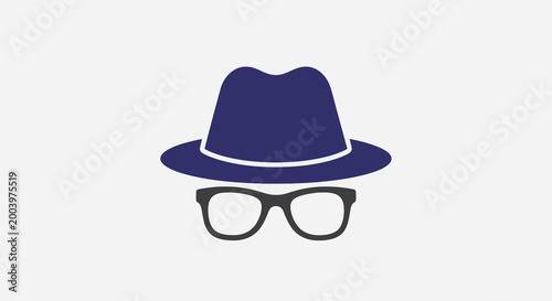 hat and glasses silhouette on white background