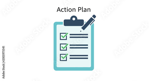action plan clipboard with checklist and pen