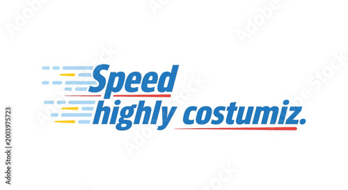 speed text design with colorful lines on white background