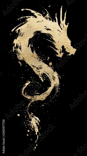 Dragon in Ink Brush Strokes