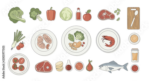 Assortment of Fresh Ingredients for Cooking and Meal Preparation.