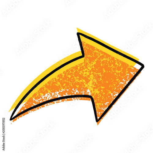 Arrow Shaped Sign Grainy Orange Pointing Directional Grunge Design