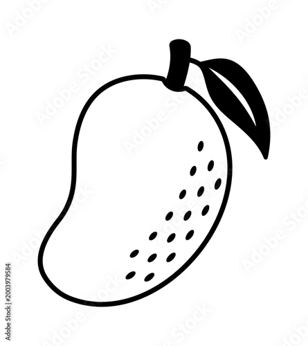 Mango icon simple fruit illustration fresh juicy tropical food minimal flat design healthy organic snack element sweet dessert symbol natural nutrition concept summer ripe