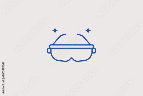Safety goggles line icon for industrial eye protection and laboratory work. Clear vector illustration for science classroom safety rules and manufacturing site signage.