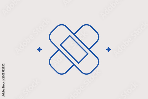 Adhesive bandage cross line icon for first aid and minor injury care. Helpful vector illustration for medical kit packaging and family health blog headers.