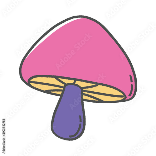 Groove Doodle of a Fungi Illustration Colorful Mushroom with Pink and Violet