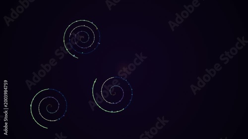 Glowing spiral fireworks explode in night sky