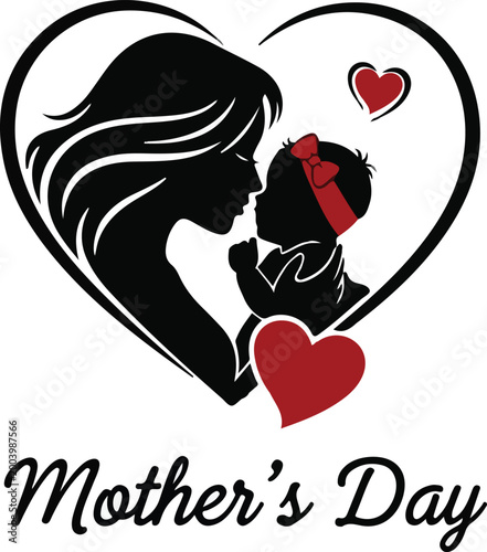 mother’s day heart logo vector .