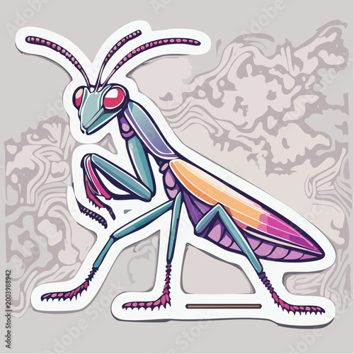 Stylized Praying Mantis Insect Illustration