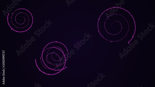 Purple spiral shapes on black background with white space