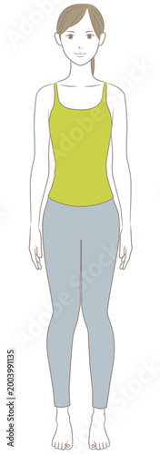 立っているX脚の女性のイラスト