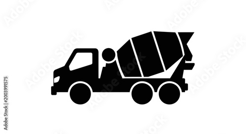 Concrete Mixer Truck Silhouette Icon