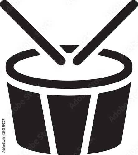 Drum flat simple vector icon. logo Vector Black silhouettes