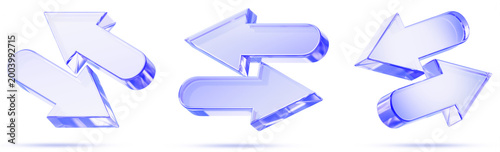 Canvastavla Blue glass opposite arrow 3D icon set