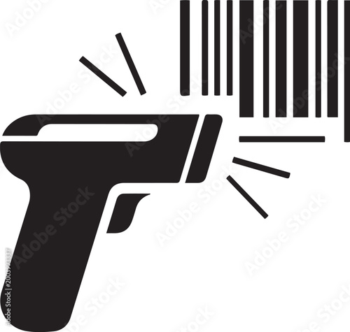 Barcode scanner Icon vector. logo Vector Black silhouettes