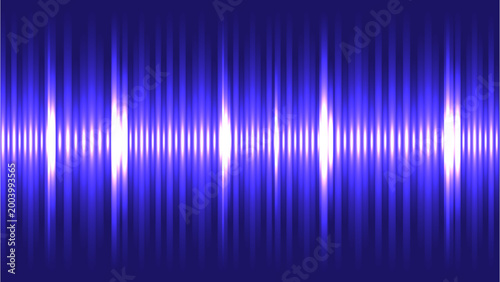 Abstract blue sound wave background with glowing vertical lines | Digital equalizer frequency visualization vector | Futuristic tech pulse light effect background | Neon blue music rhythm vibration