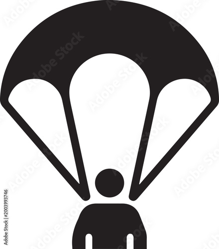 Parachute flat icon. logo Vector Black silhouettes