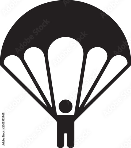 Parachute flat icon. logo Vector Black silhouettes