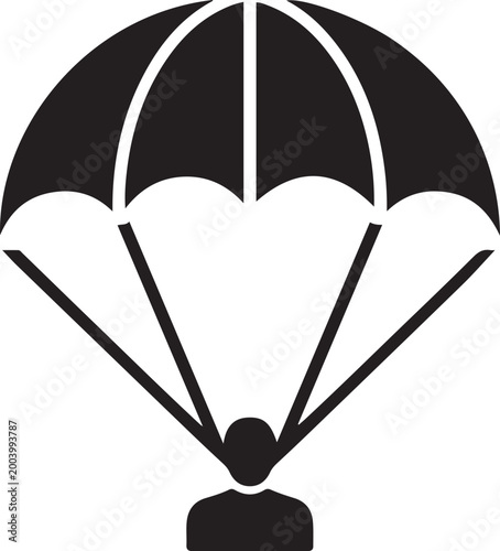 Parachute flat icon. logo Vector Black silhouettes