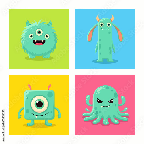 Adorable monsters with cute looks and vibrant playful colors