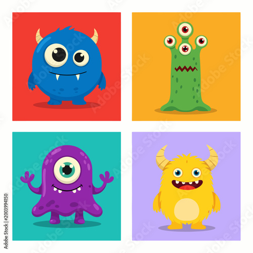 Cute creatures with playful moods and vibrant joyful designs
