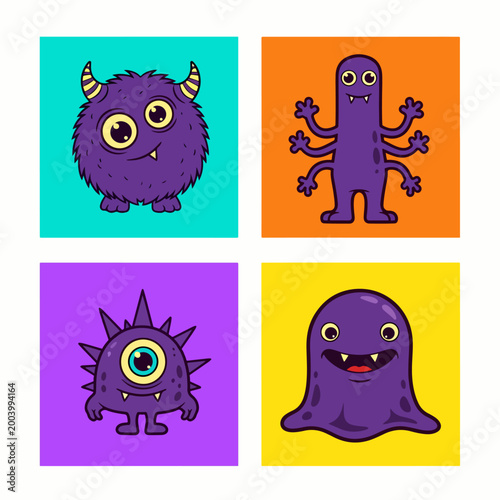 Cute creatures with cheerful moods and big expressive eyes