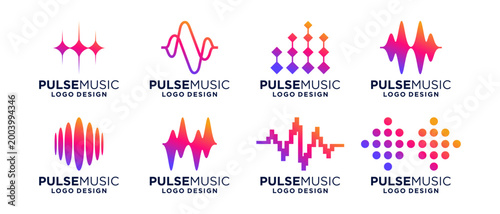 Creative pulse music logo design collections