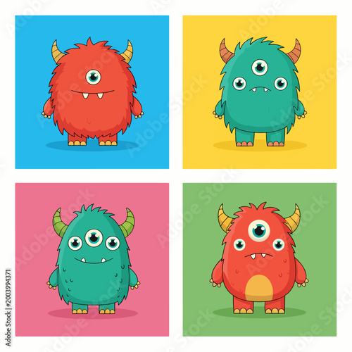 Happy creatures with adorable faces and vibrant cartoon colors