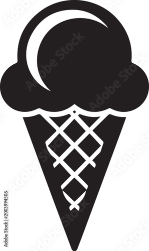 Ice cream cone Icon vector. logo Vector Black silhouettes