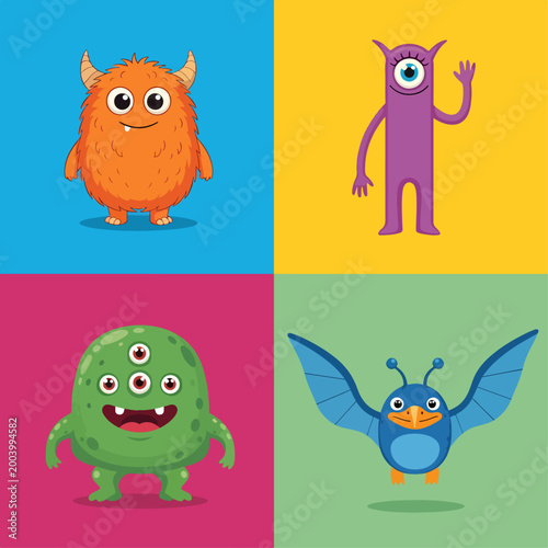 Playful monsters with vibrant colors and adorable personalities