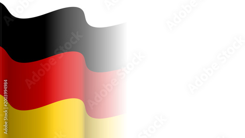 Vector waving Flag of the Federal Republic of Germany. Waving Germany flag with empty, blank, copy space on transparent background. Design element for presentation, banner, web. Place for text