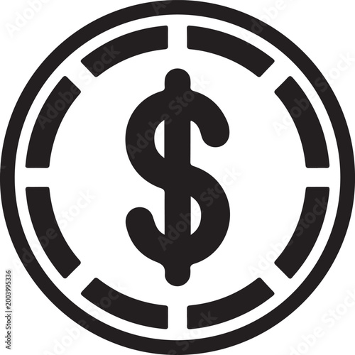 Money coin Icon vector. logo Vector Black silhouettes