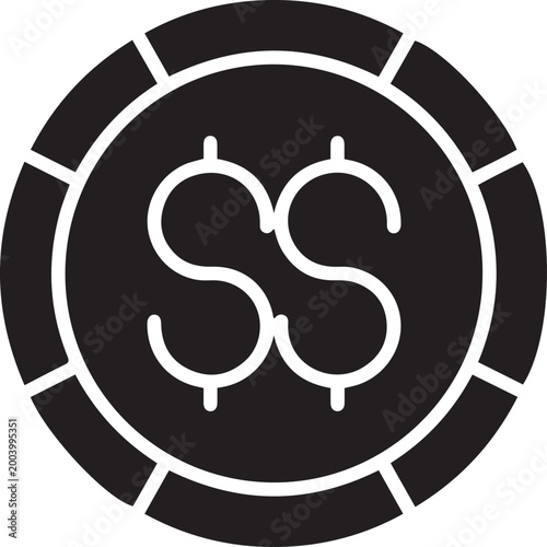 Money coin Icon vector. logo Vector Black silhouettes