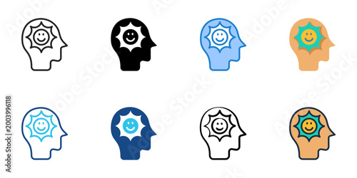 Positive mindset icons set multiple style collection. Editable stroke 
