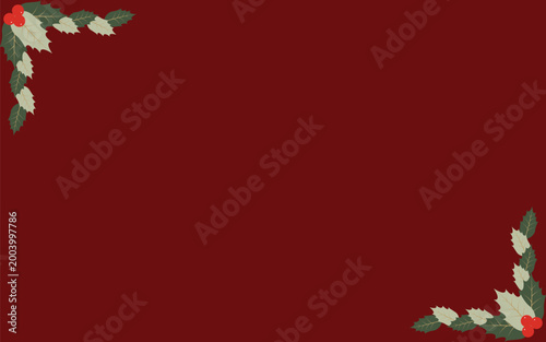 Elegant Christmas Border with Festive Holly Leaves Background