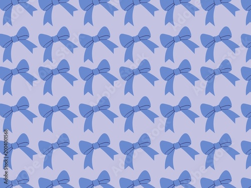 Fotografija Seamless pattern featuring rows of blue bows against a light blue background
