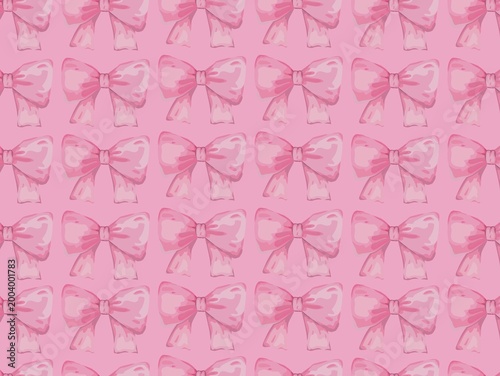 Quadro su tela Pattern featuring a repeating design of pink bows on a pink background